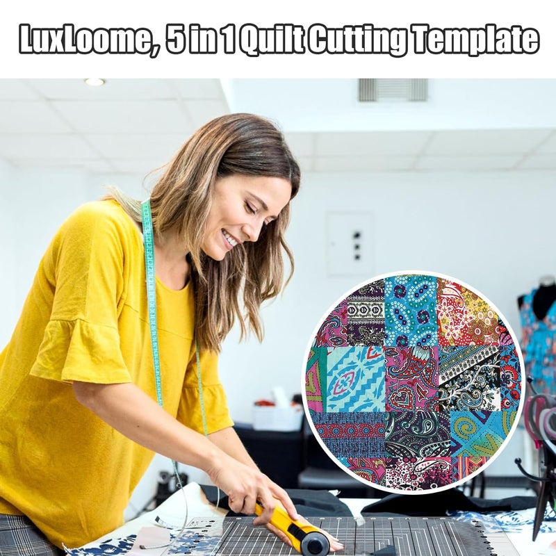 LuxLoome Quilting Ruler,14.5 * 17.75",Slotted Patchwork Ruler & Template,Non-Slip Grip Acrylic Fabric Strip Cutting, Sewing, Crafting - Image 4